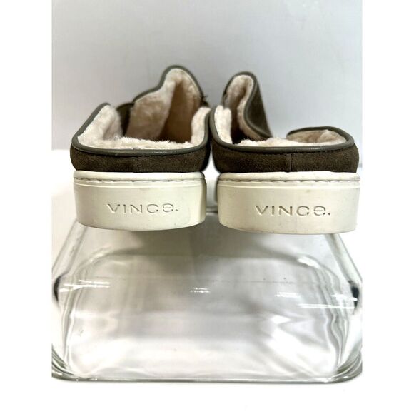 Vince Mule Sneakers Shoes Green Suede Shearling Fur Lined Garvey - Picture 5 of 16